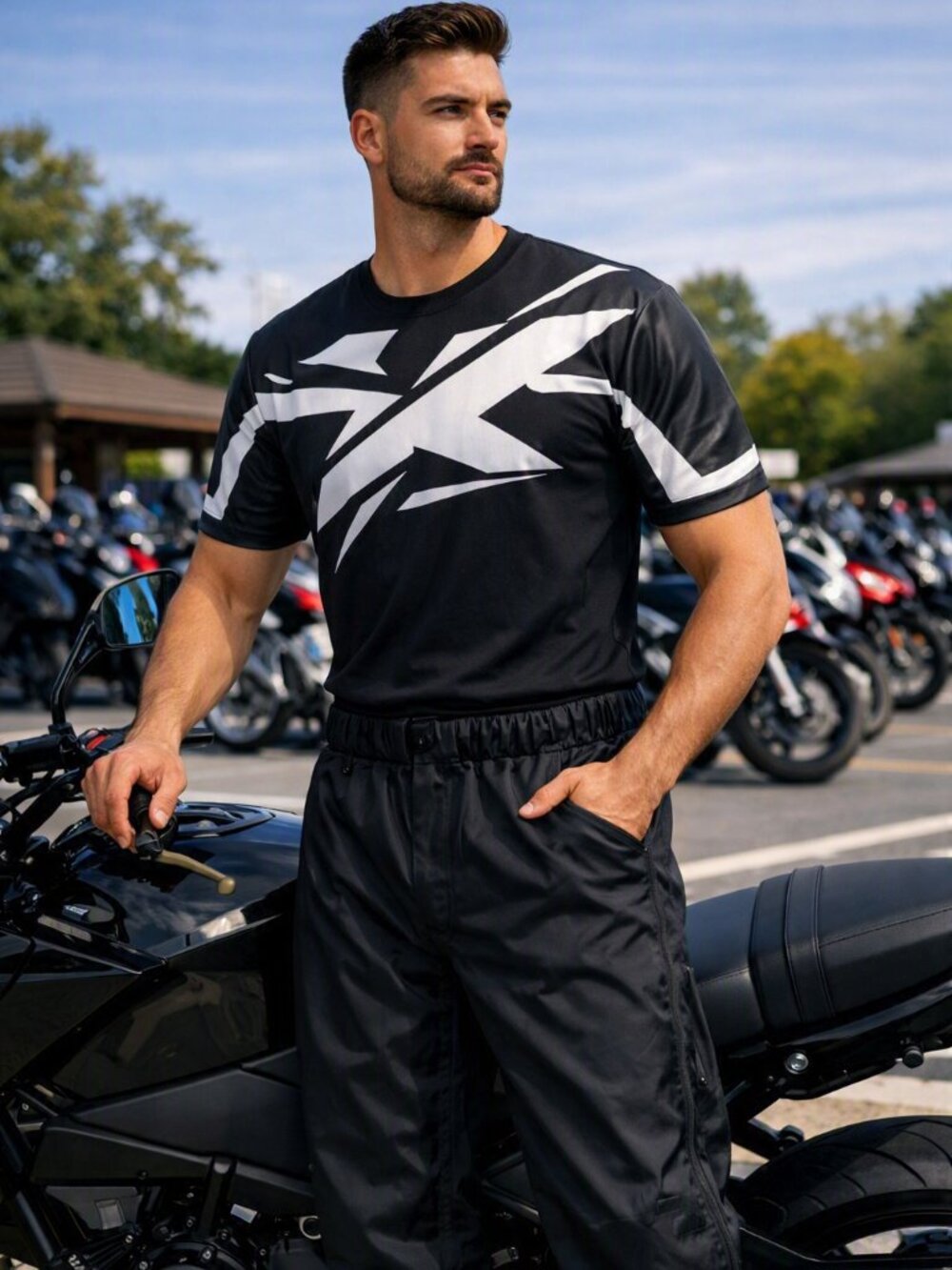 VTG-Y2K Harley‑Davidson Black Riding Adjust Overpants Reflective Side Zip Men S
